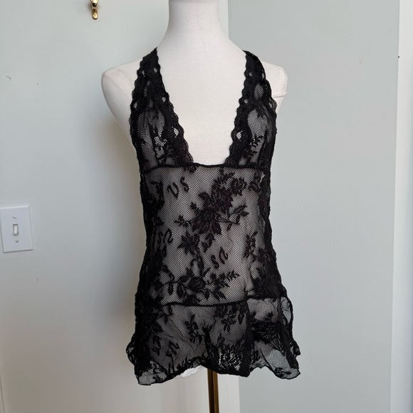 Vintage Victoria secret Black Lace  babydoll M goth coquette fairy whimsy - Picture 2 of 5